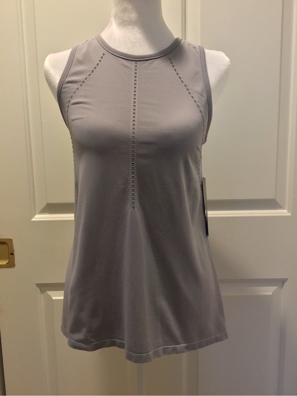 Athleta Light Gray Performance Tank with Perforated Detail